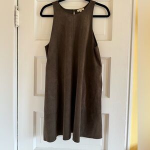 Aritzia Wilfred Brown Faux Suede High Neck Mini Sleeveless Dress